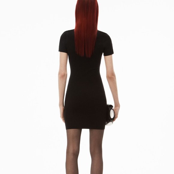 Alexander Wang mock neck tee dress in bodycon knit - Picture 2 of 8